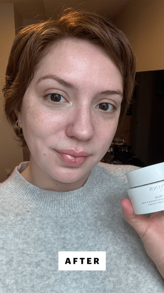 Silva after applying the Clarins CryoFlash Cream Mask