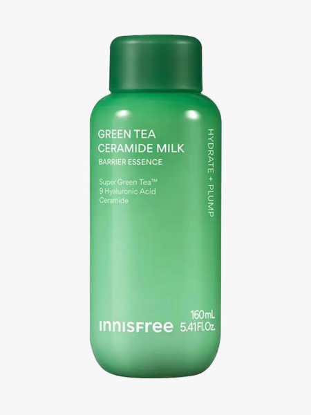 Innisfree Green Tea Ceramide Milk Toner in branded tube component on a light gray background